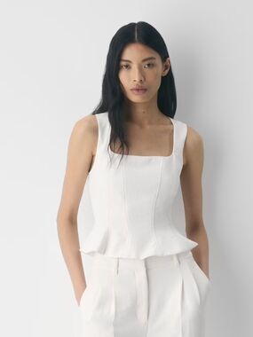 Rhodora Bustier - Crepette Peplum Bustier In Light Birch